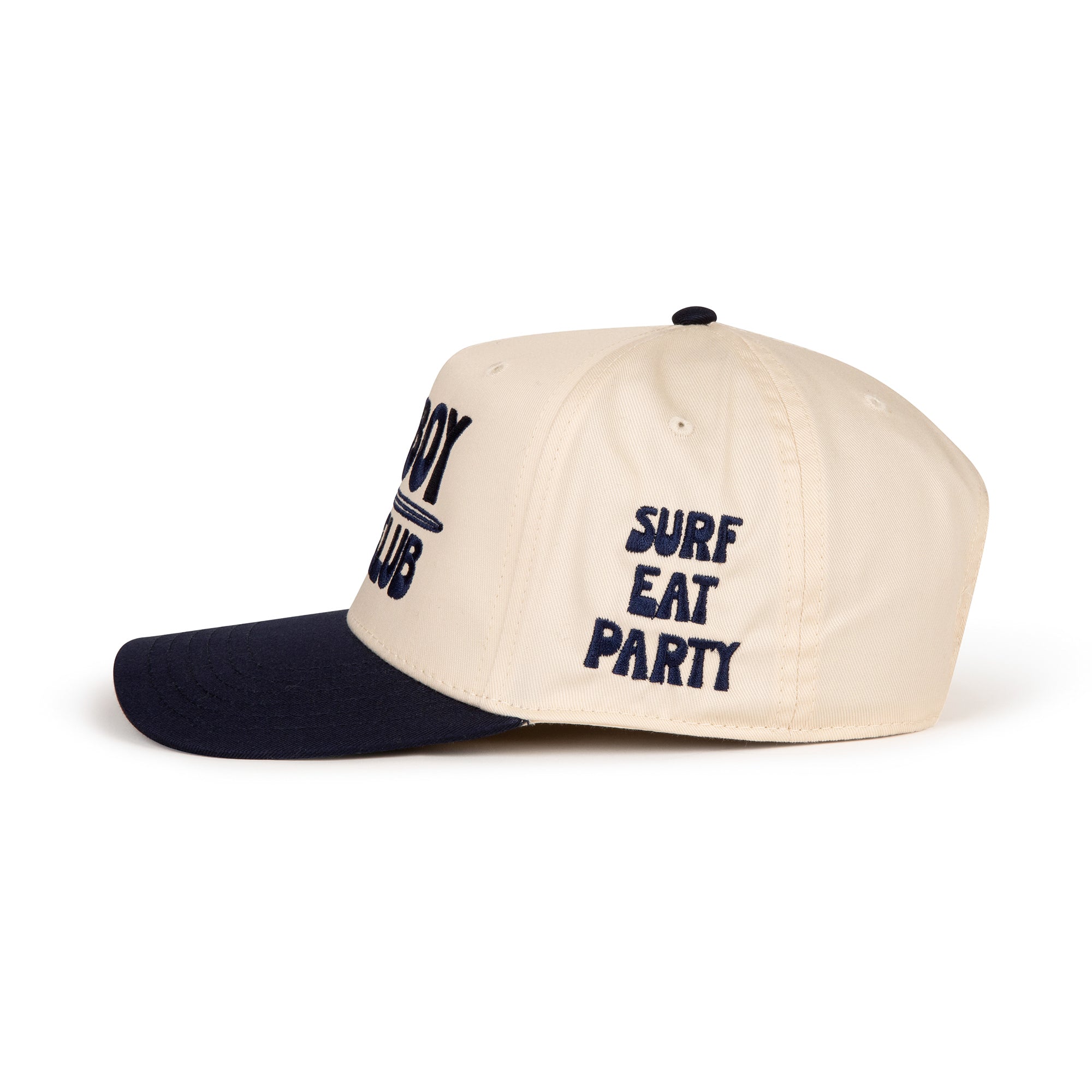 Apres Surf Embroidered Hat - Navy & Natural