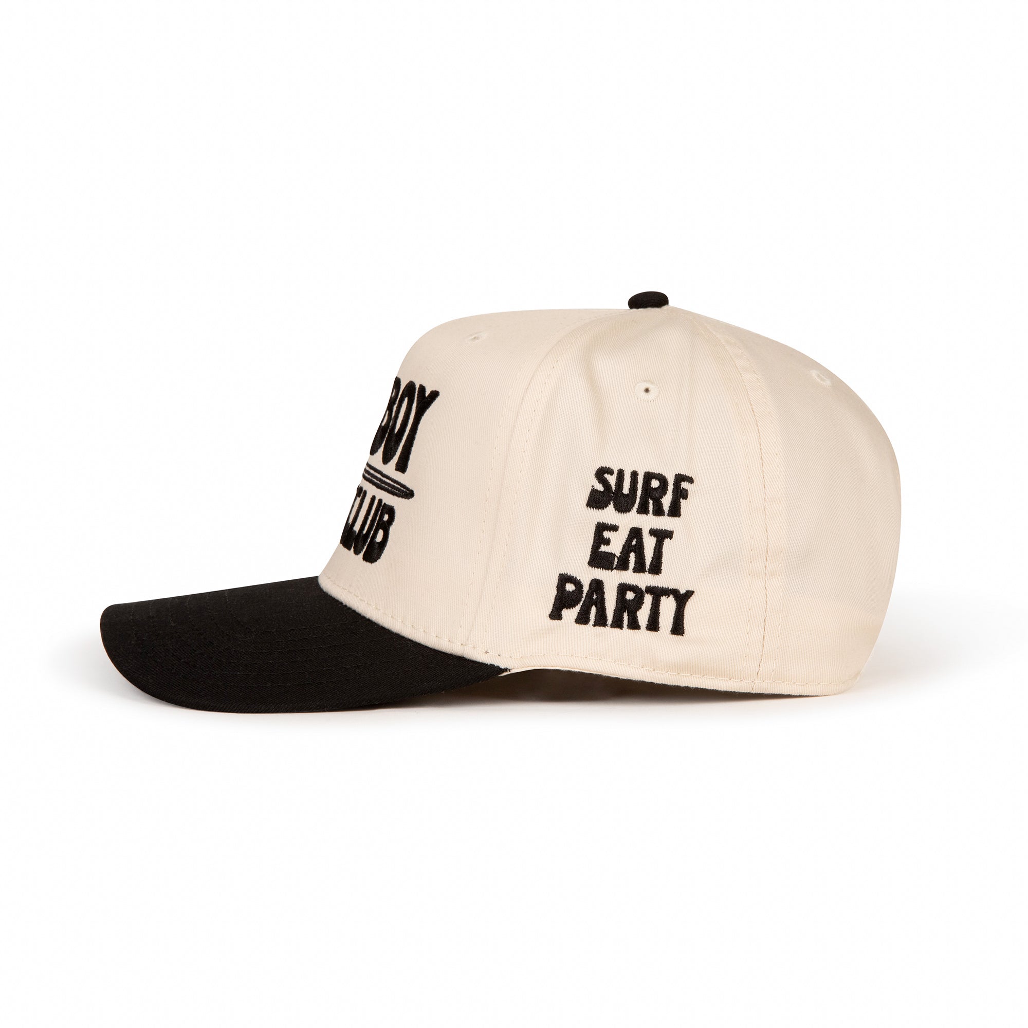 Apres Surf Embroidered Hat - Black & Natural