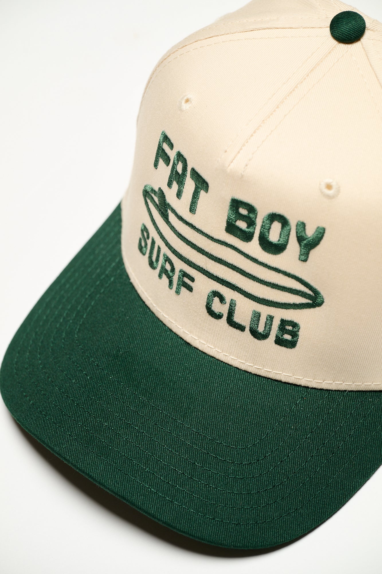 The Nose Rider Embroidered Hat - Dk Green & Natural