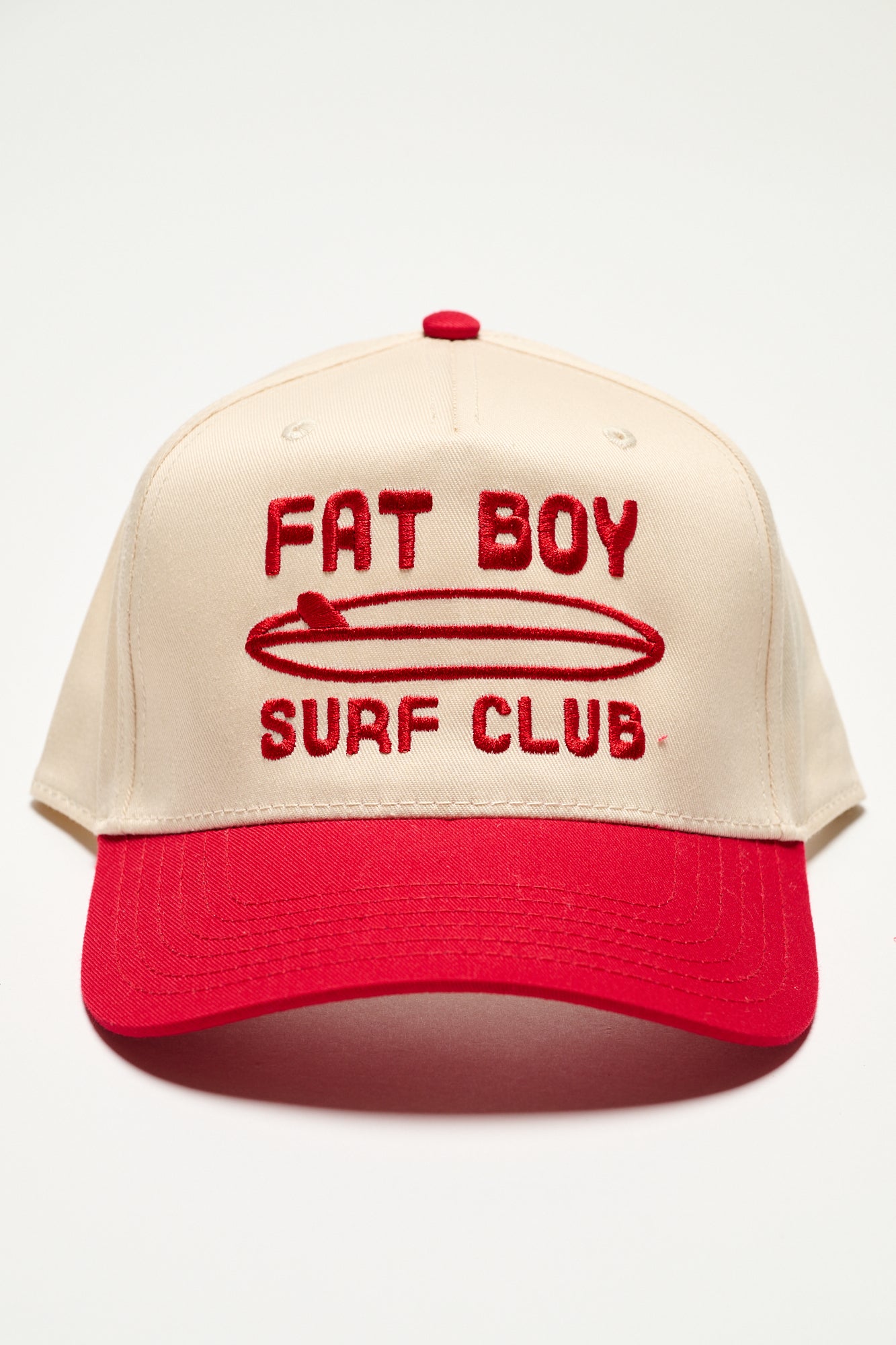 The Nose Rider Embroidered Hat - Red & Natural