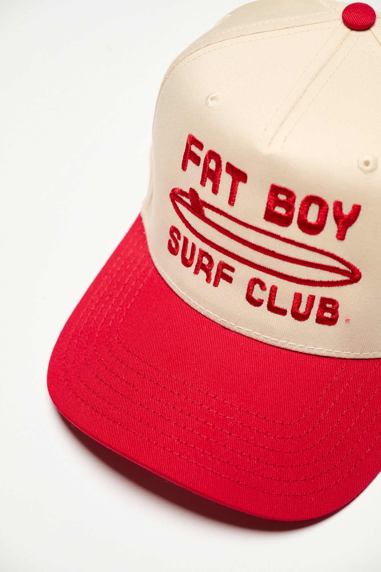 The Nose Rider Embroidered Hat - Red & Natural