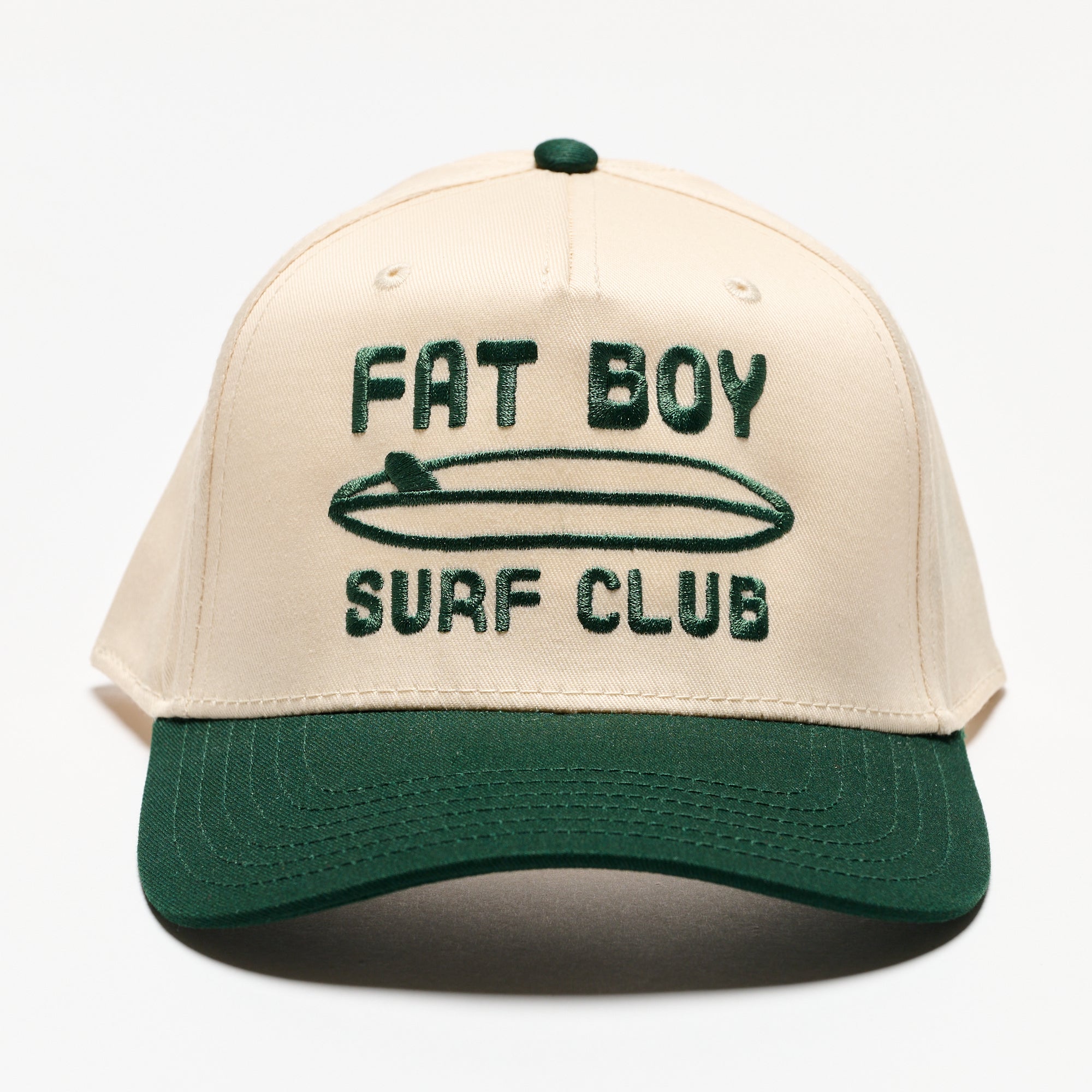 The Nose Rider Embroidered Hat - Dk Green & Natural