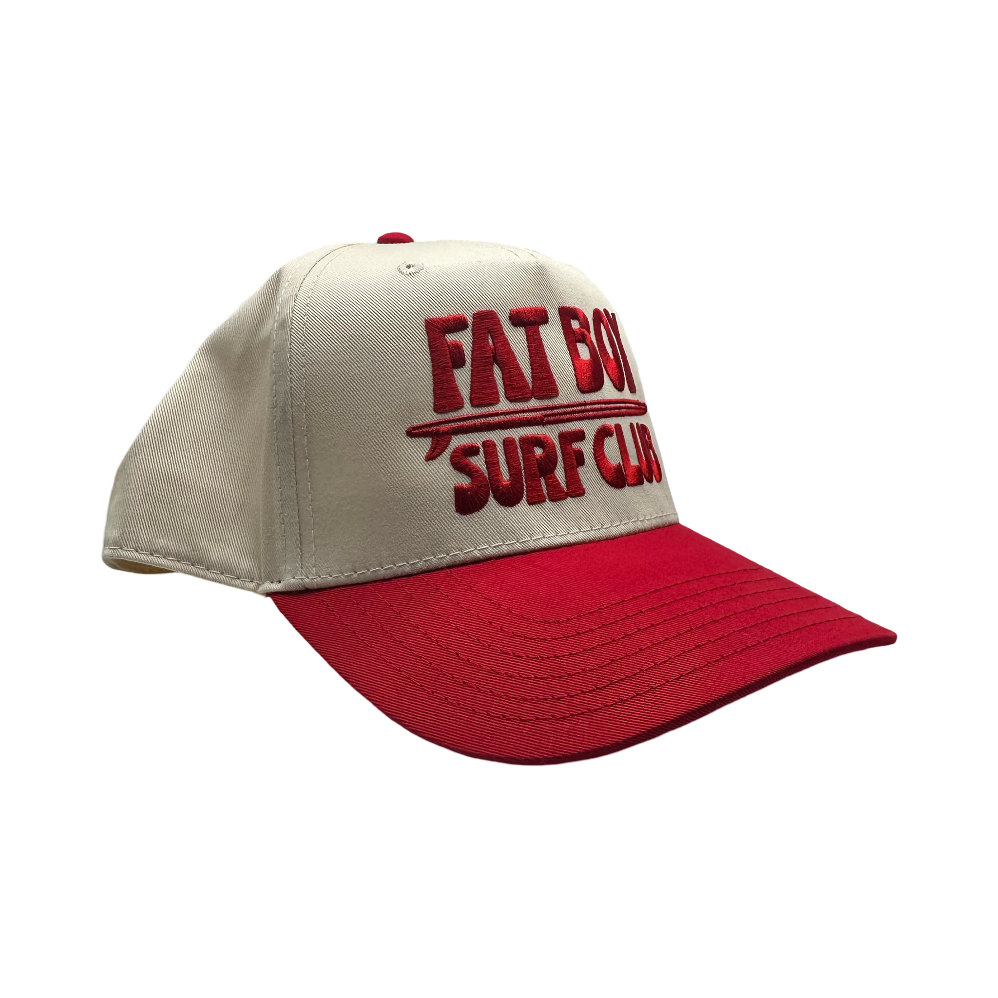 Apres Surf Embroidered Hat - Red & Natural