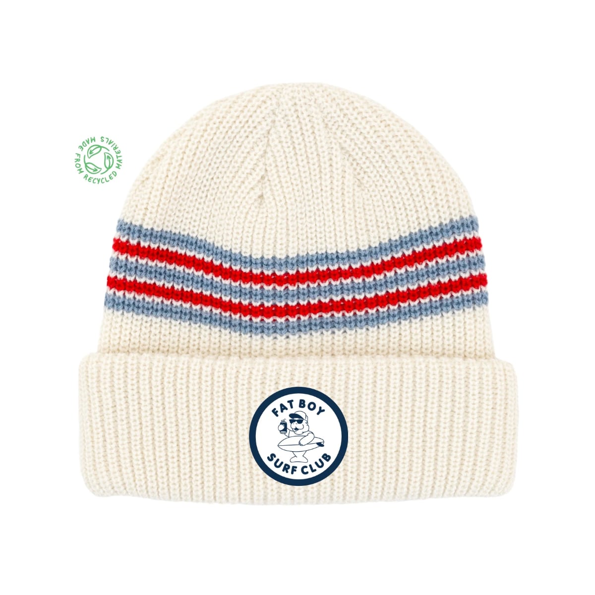 Cream Scarlett Pale Blue Striped Beanie Fat Boy Surf Club