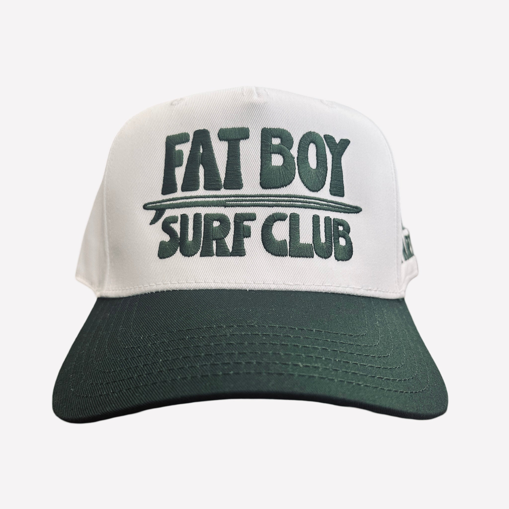 Apres Surf Embroidered Hat - Dk Green & White