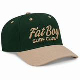FBSC Paradise Club Hat in dark green and khaki, angled view