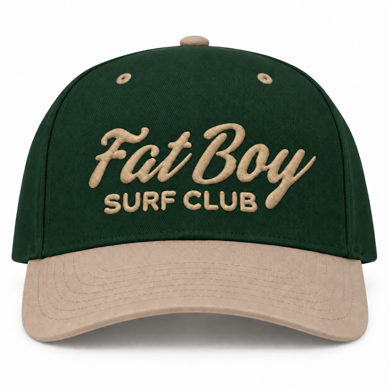 FBSC Paradise Club Hat in dark green and khaki, front view