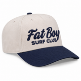 FBSC Paradise Club Hat in natural and navy, angled view